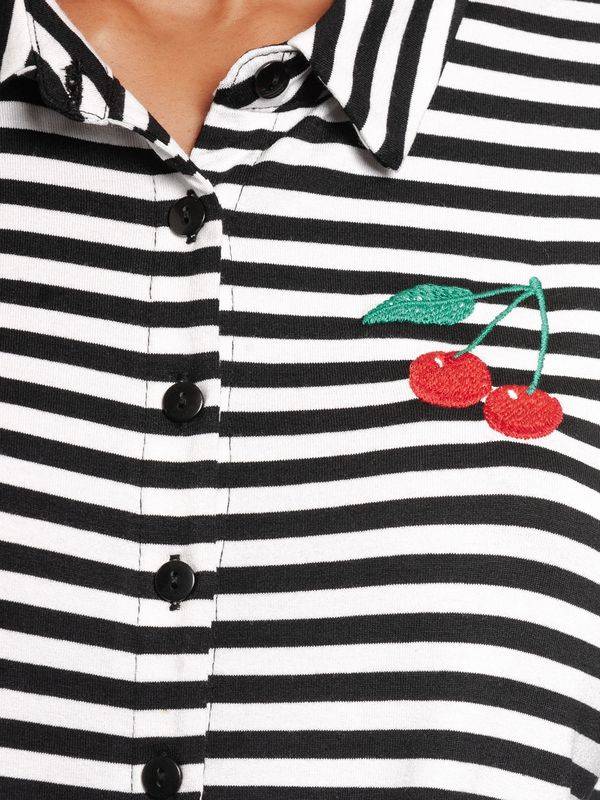 Nastrovje Potsdam Pussy Deluxe Stripes Damen Langarmbluse schwarz/weiß Online Shopping