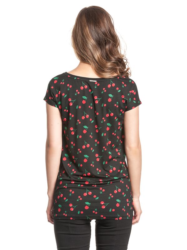 Nastrovje Potsdam Pussy Deluxe Cherries Damen Loose-Shirt schwarz allover Exklusivangebot