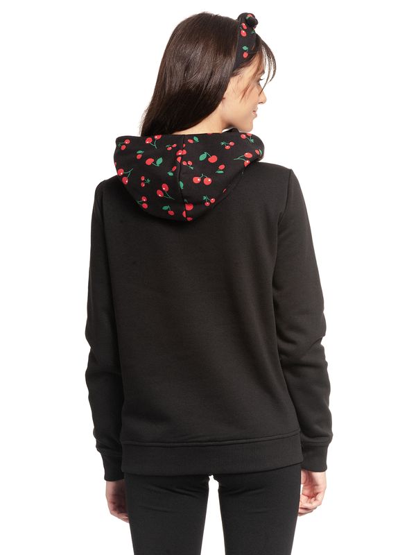 Nastrovje Potsdam Pussy Deluxe Cherries Damen Schalkragenpullover schwarz allover Preisnachlass
