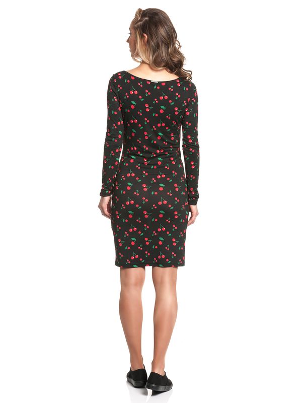 Nastrovje Potsdam Pussy Deluxe Cherries Slim Damen Sweatkleid schwarz allover Saisonschlussverkauf