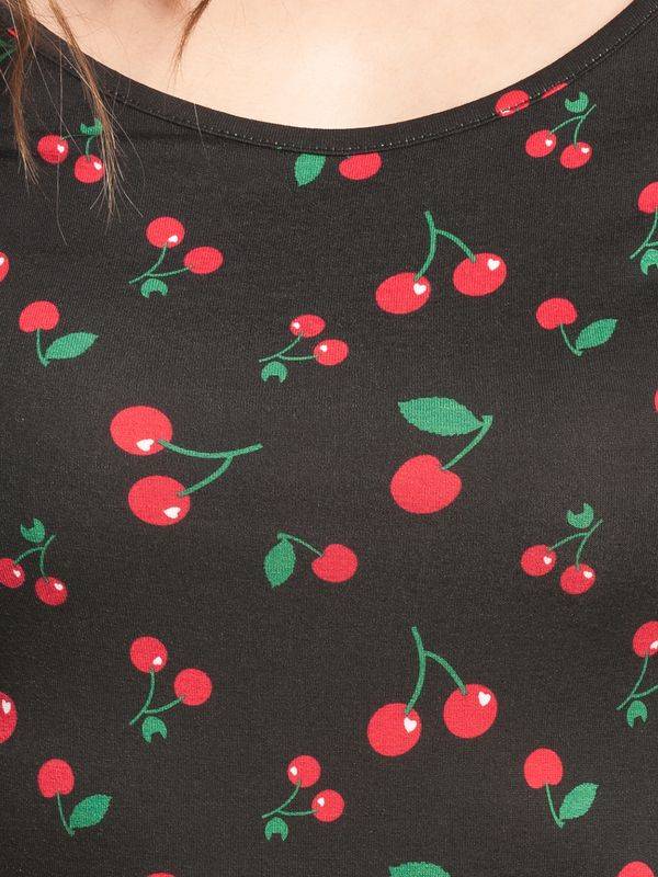 Nastrovje Potsdam Pussy Deluxe Cherries Slim Damen Sweatkleid schwarz allover Saisonschlussverkauf