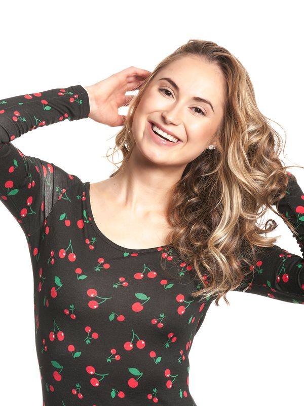 Nastrovje Potsdam Pussy Deluxe Cherries Slim Damen Sweatkleid schwarz allover Saisonschlussverkauf