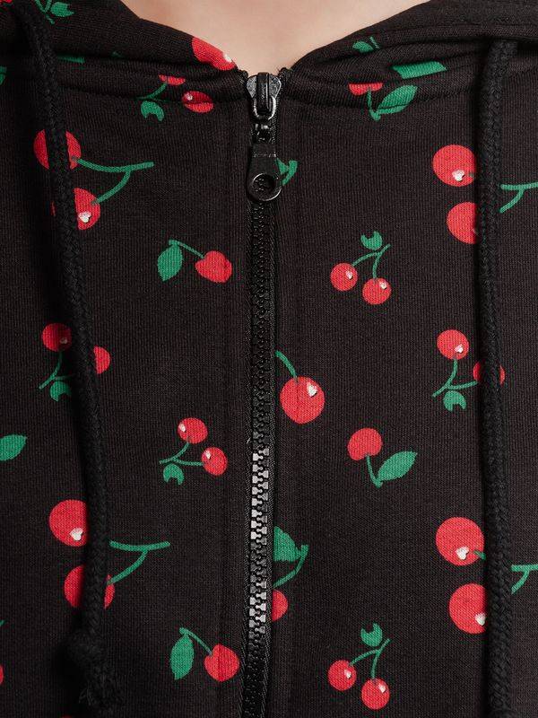 Nastrovje Potsdam Pussy Deluxe Cherries Damen Kapuzensweatjacke schwarz allover Black Friday