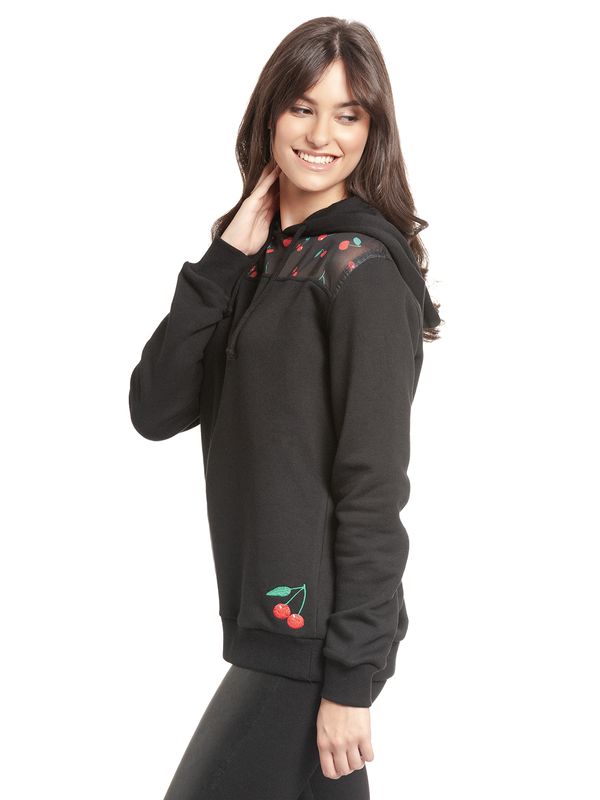 Nastrovje Potsdam Pussy Deluxe Cherries Damen Kapuzensweatshirt schwarz allover Cyber Monday