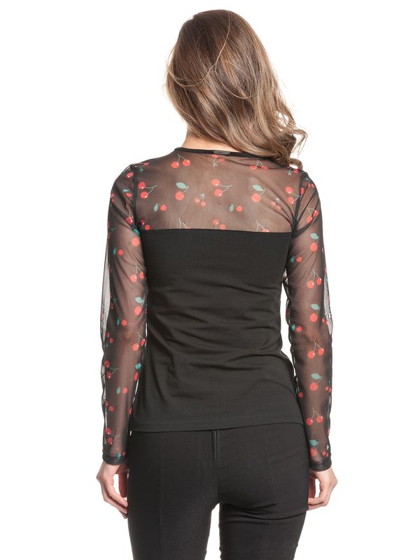 Nastrovje Potsdam Pussy Deluxe Cherries Damen Langarmshirt schwarz allover Weihnachtsangebot