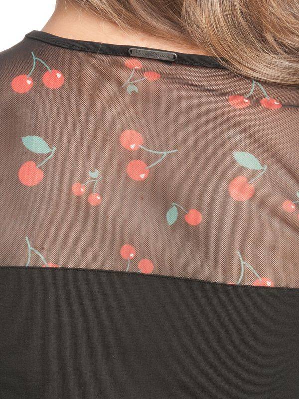 Nastrovje Potsdam Pussy Deluxe Cherries Damen Langarmshirt schwarz allover Weihnachtsangebot
