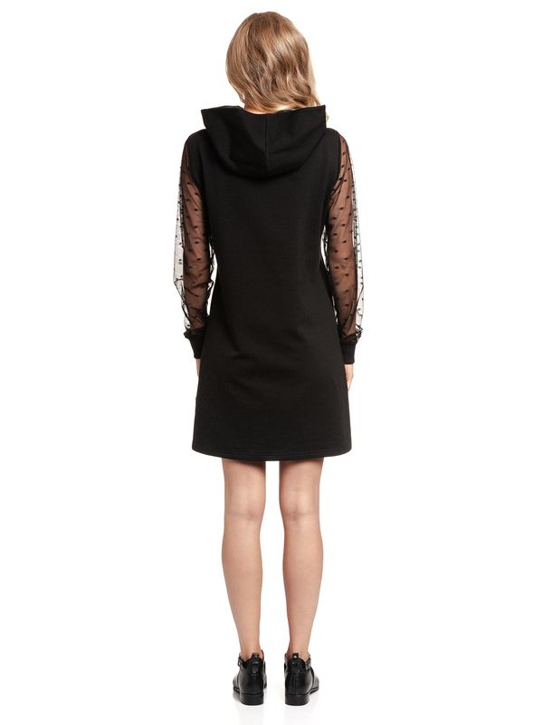 Nastrovje Potsdam Pussy Deluxe Black Dots Shawl Hooded Damen Sweatkleid schwarz Vatertagsangebot