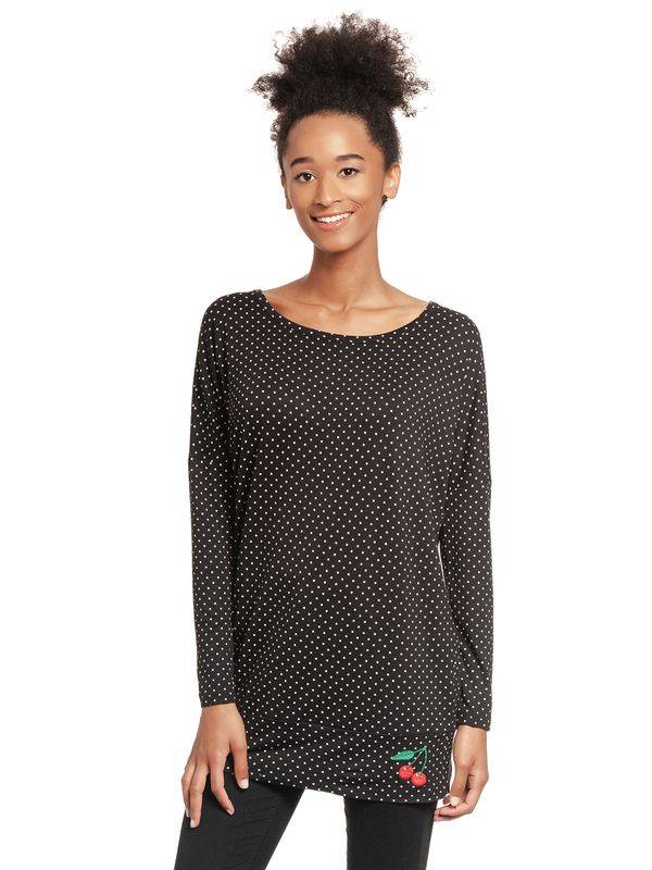 Nastrovje Potsdam Pussy Deluxe Little Dots Damen Langarmshirt schwarz allover Jubiläumsangebot