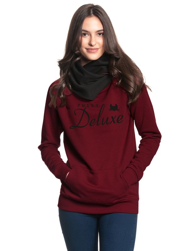 Nastrovje Potsdam Pussy Deluxe Logo Damen Schalkragenpullover rot/schwarz Heißer Verkauf