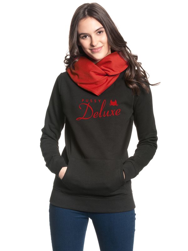 Nastrovje Potsdam Pussy Deluxe Logo Damen Schalkragenpullover schwarz/rot Top Angebot