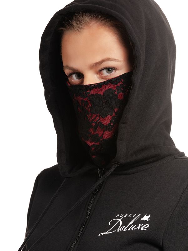 Nastrovje Potsdam Pussy Deluxe Stay Safe Lace Mask Damen Kapuzensweatjacke schwarz Online Outlet
