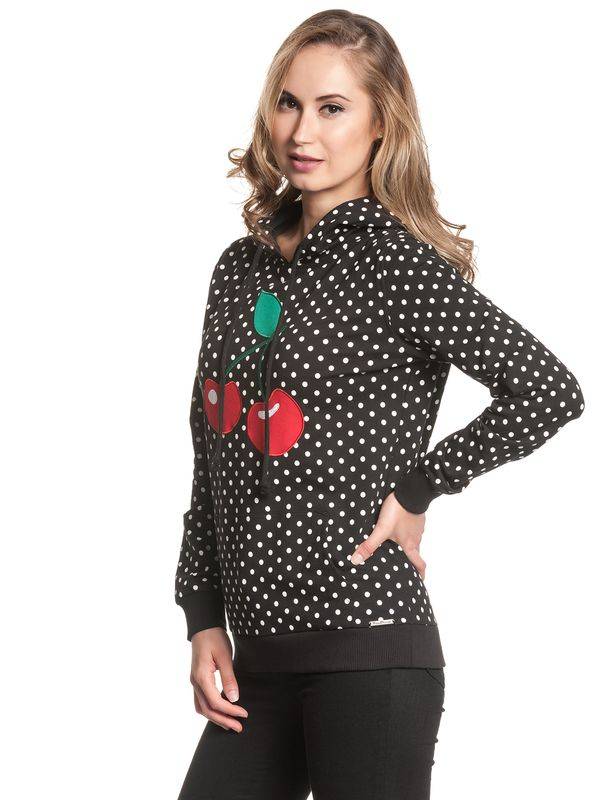 Nastrovje Potsdam Pussy Deluxe Big Cherry Damen Kapuzensweatshirt schwarz allover Zeitlich begrenztes Angebot