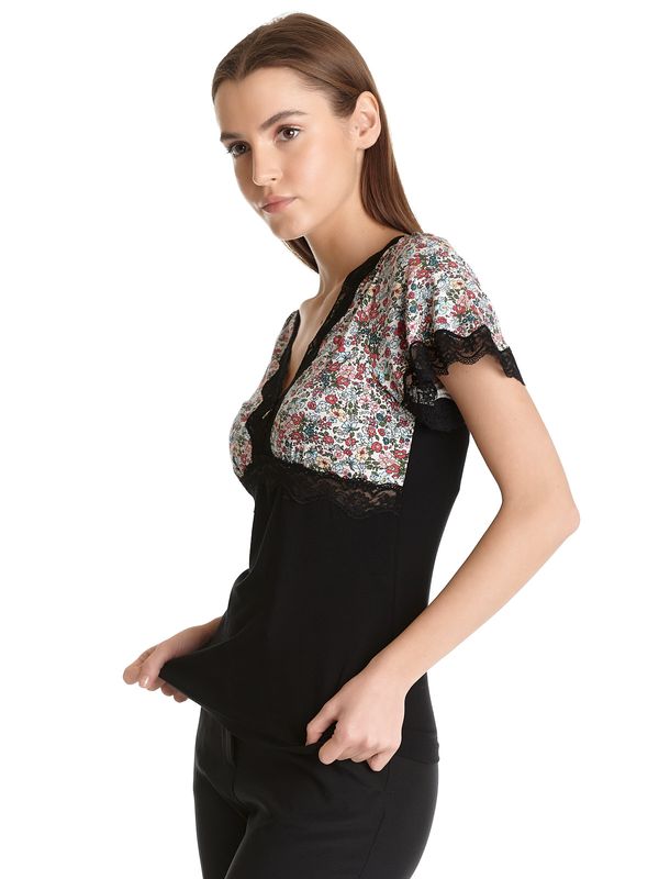 Nastrovje Potsdam Vive Maria French Flower Damen T-Shirt schwarz/creme allover Meist gekauft