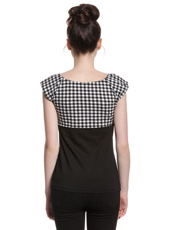 Nastrovje Potsdam Pussy Deluxe Plaid Evie Damen T-Shirt schwarz/weiß Top Angebot