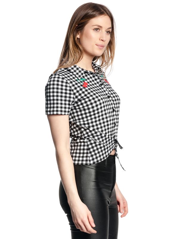 Nastrovje Potsdam Pussy Deluxe Plaid Short Damen Kurzarmbluse schwarz/weiß Neueste Mode