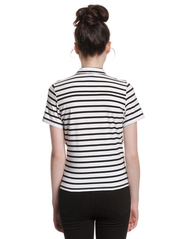 Nastrovje Potsdam Pussy Deluxe Revival Stripes Short Damen Kurzarmbluse schwarz/weiß Online Outlet