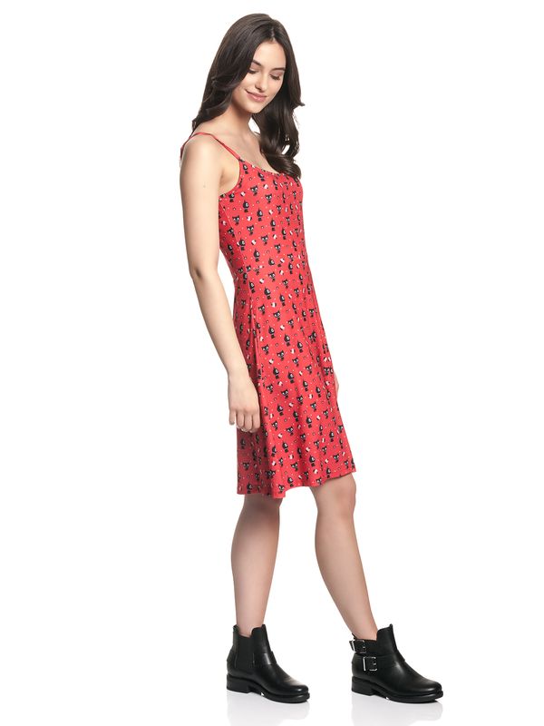 Nastrovje Potsdam Pussy Deluxe Kitty Cupcake Love Damen A-Linien-Kleid rot allover Zeitlich begrenztes Angebot