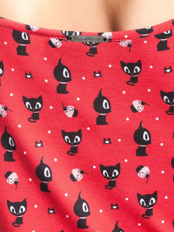 Nastrovje Potsdam Pussy Deluxe Kitty Cupcake Love Damen A-Linien-Kleid rot allover Zeitlich begrenztes Angebot