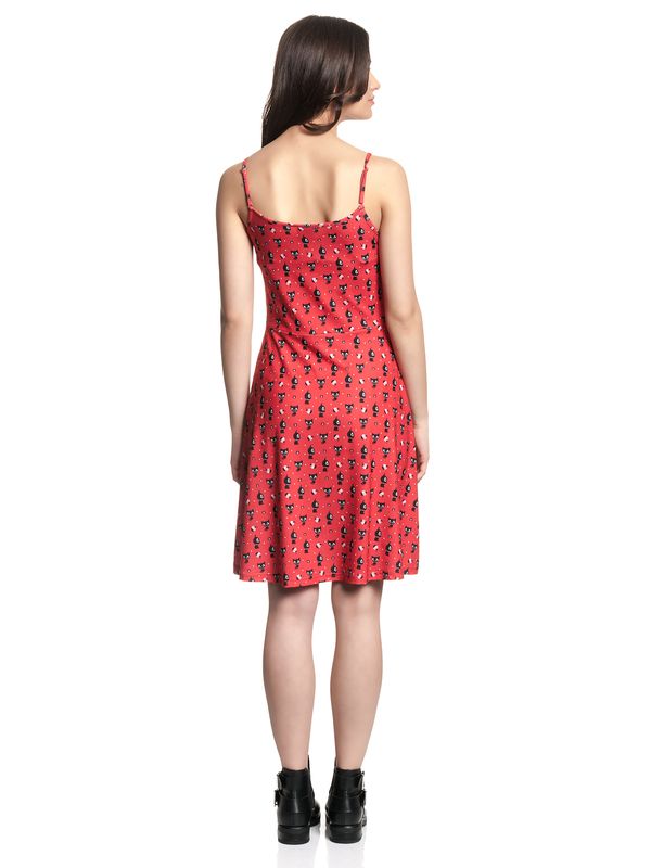 Nastrovje Potsdam Pussy Deluxe Kitty Cupcake Love Damen A-Linien-Kleid rot allover Zeitlich begrenztes Angebot