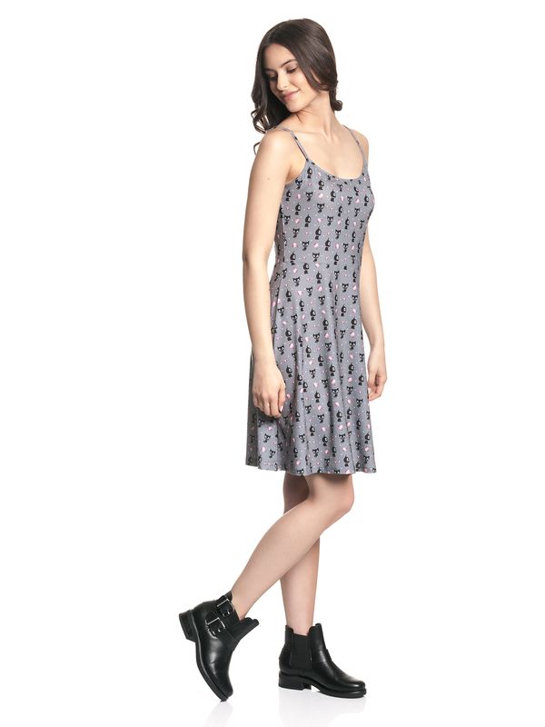 Nastrovje Potsdam Pussy Deluxe Kitten & Cupcakes Damen A-Linien-Kleid grau allover Exklusive Angebote
