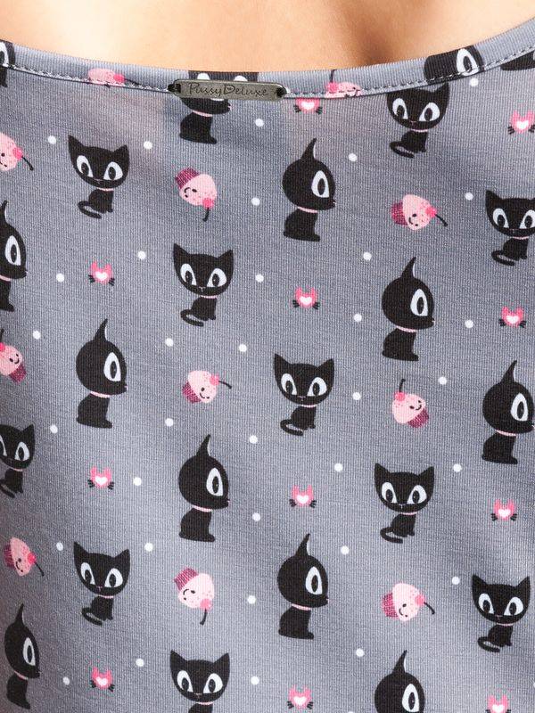Nastrovje Potsdam Pussy Deluxe Kitten & Cupcakes Damen A-Linien-Kleid grau allover Exklusive Angebote