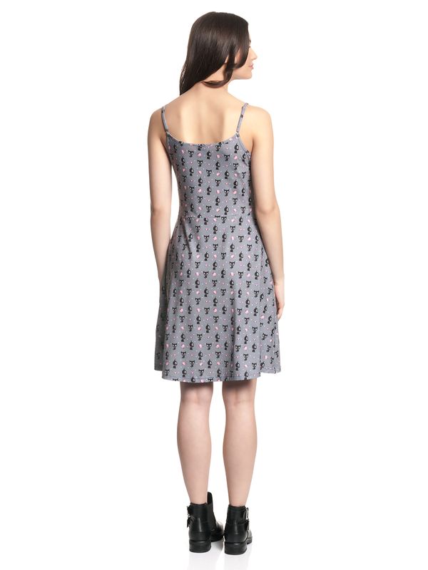 Nastrovje Potsdam Pussy Deluxe Kitten & Cupcakes Damen A-Linien-Kleid grau allover Exklusive Angebote