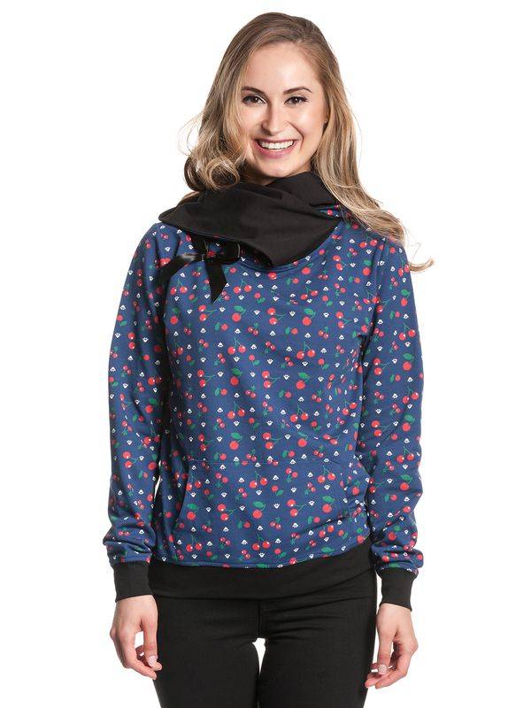 Nastrovje Potsdam Pussy Deluxe Cat Paws & Cherries Damen Schalkragenpullover blau allover Große Rabatte