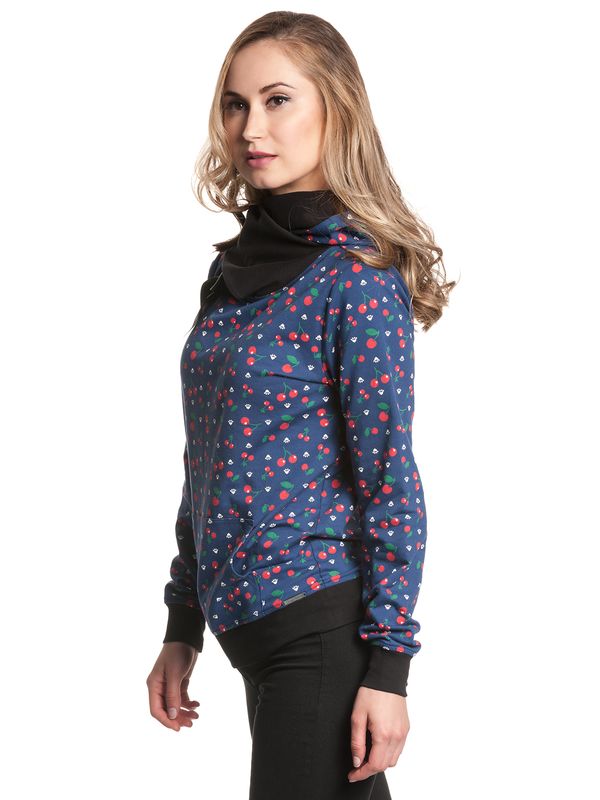 Nastrovje Potsdam Pussy Deluxe Cat Paws & Cherries Damen Schalkragenpullover blau allover Große Rabatte