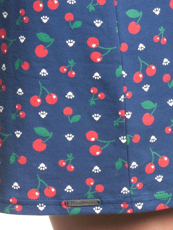 Nastrovje Potsdam Pussy Deluxe Cat Paws & Cherries Damen Sweatkleid blau allover Bestseller
