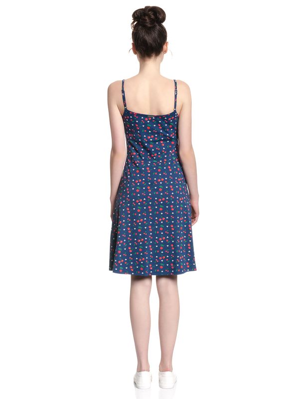 Nastrovje Potsdam Pussy Deluxe Cat Paws & Cherries Damen Spaghettikleid blau allover Saisonale Angebote