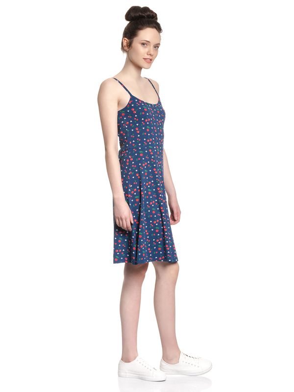 Nastrovje Potsdam Pussy Deluxe Cat Paws & Cherries Damen Spaghettikleid blau allover Saisonale Angebote