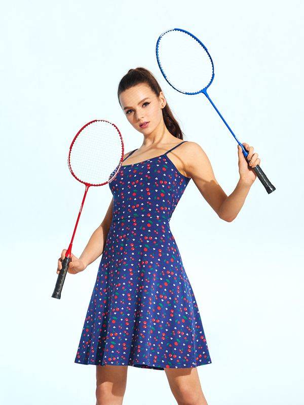 Nastrovje Potsdam Pussy Deluxe Cat Paws & Cherries Damen Spaghettikleid blau allover Saisonale Angebote