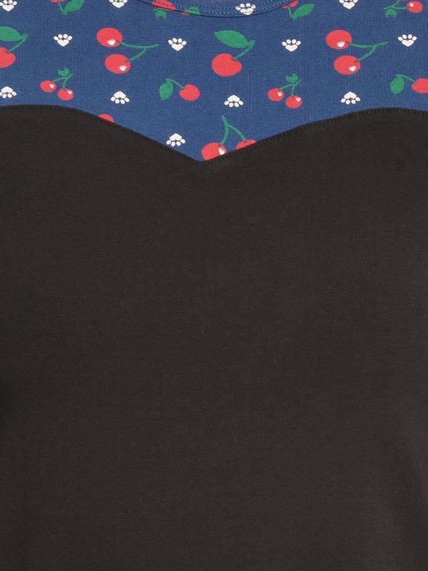 Nastrovje Potsdam Pussy Deluxe Cat Paws & Cherries Damen T-Shirt schwarz/allover Räumungsverkauf