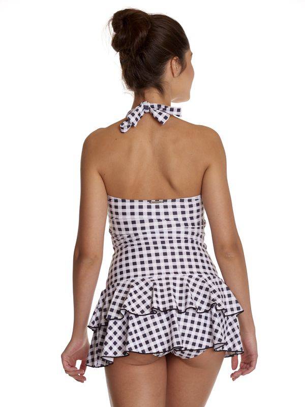 Nastrovje Potsdam Pussy Deluxe Collar Plaid Damen Badeanzug schwarz/weiß VIP-Rabatte