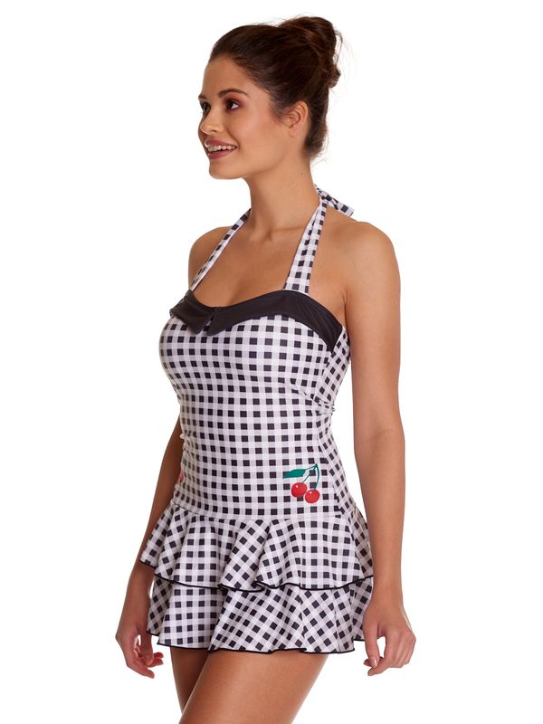 Nastrovje Potsdam Pussy Deluxe Collar Plaid Damen Badeanzug schwarz/weiß VIP-Rabatte