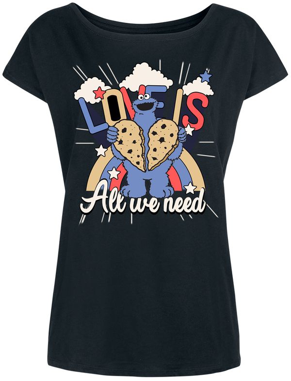 Nastrovje Potsdam Sesamstrasse Love Is All We Need Cookie Damen Loose-Shirt schwarz Neueste Stile