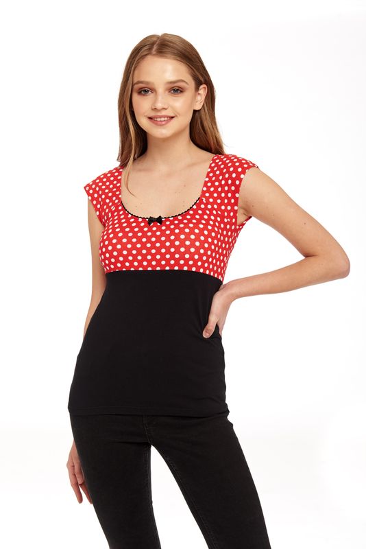 Nastrovje Potsdam Pussy Deluxe Red Dots Basic Shirt schwarz / rot allover Günstiger Verkauf