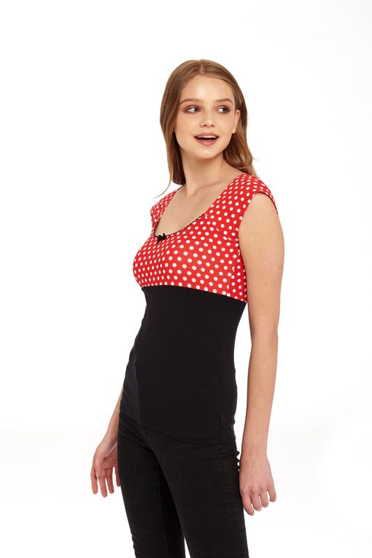 Nastrovje Potsdam Pussy Deluxe Red Dots Basic Shirt schwarz / rot allover Günstiger Verkauf