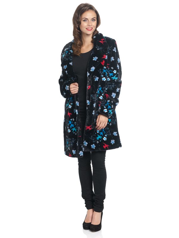 Nastrovje Potsdam Pussy Deluxe Blossom Coat Damen Wintermantel schwarz allover Sonderangebot