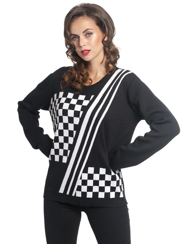 Nastrovje Potsdam Pussy Deluxe Checkered Knit Damen Strickpullover schwarz/weiß Großer Ausverkauf