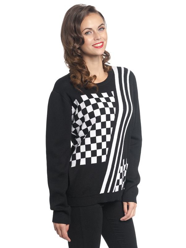 Nastrovje Potsdam Pussy Deluxe Checkered Knit Damen Strickpullover schwarz/weiß Großer Ausverkauf
