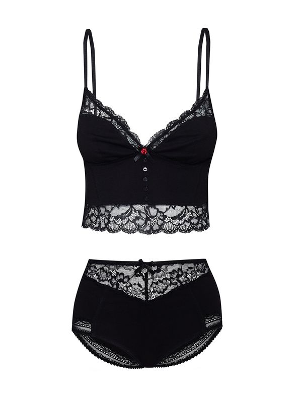 Nastrovje Potsdam Vive Maria Marias High Waist Damen Wäscheset: Top mit Panty schwarz Cyber Monday