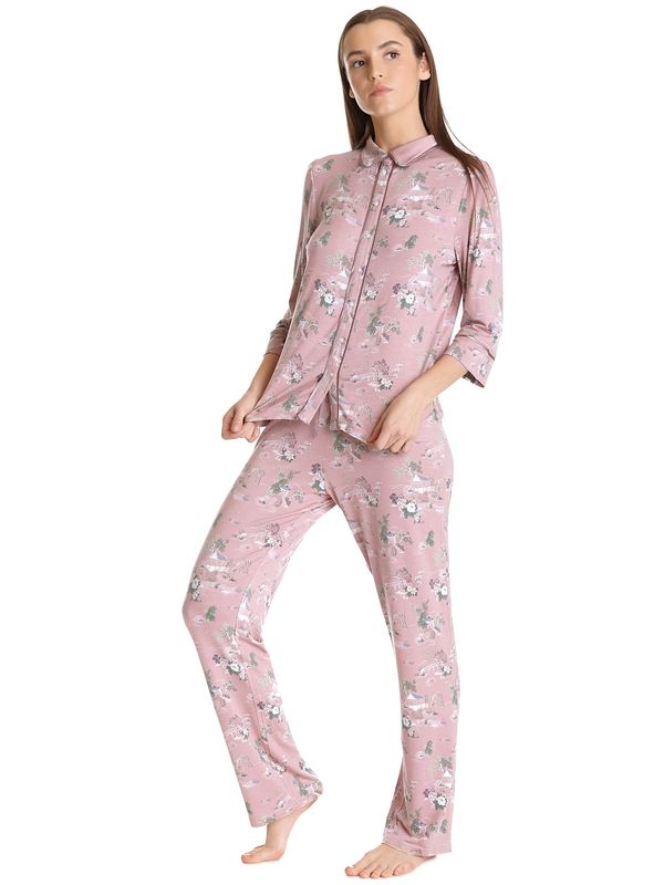 Nastrovje Potsdam Vive Maria Chinese Teahouse Damen Pyjama lightpink allover Jubiläumsangebot
