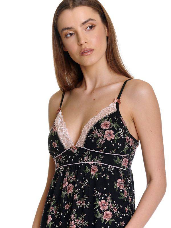 Nastrovje Potsdam Vive Maria Hibiscus Dream Damen Negligée schwarz allover Lagerräumung