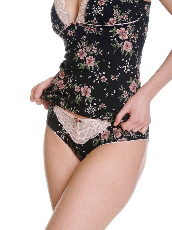 Nastrovje Potsdam Vive Maria Hibiscus Dream Damen Wäscheset: Top mit Slip schwarz allover Heißer Verkauf