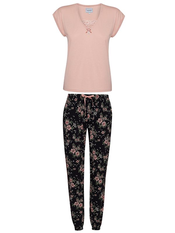 Nastrovje Potsdam Vive Maria Hibiscus Dream Damen Pyjama lightpink/schwarz allover Online Outlet