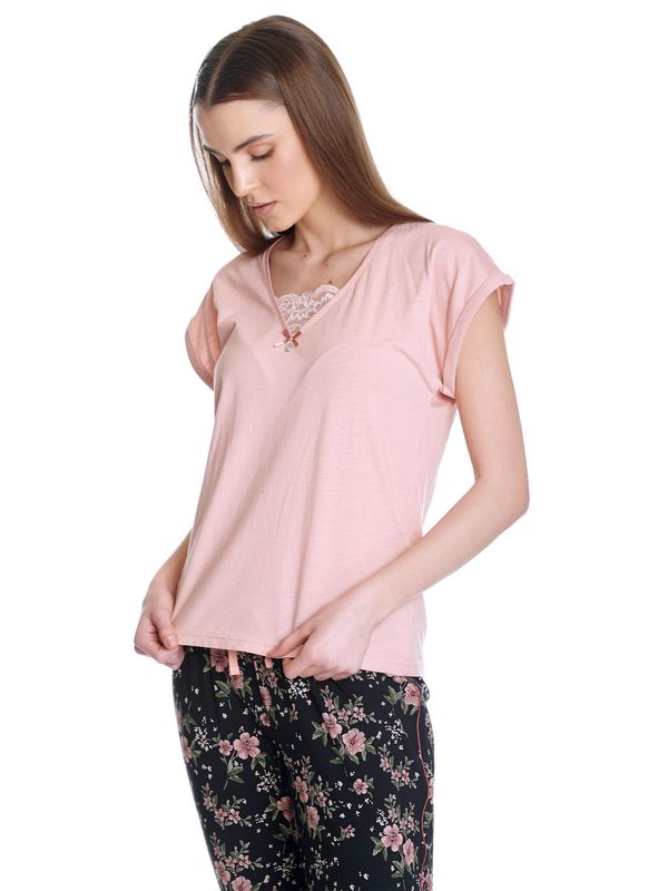 Nastrovje Potsdam Vive Maria Hibiscus Dream Damen Pyjama lightpink/schwarz allover Online Outlet