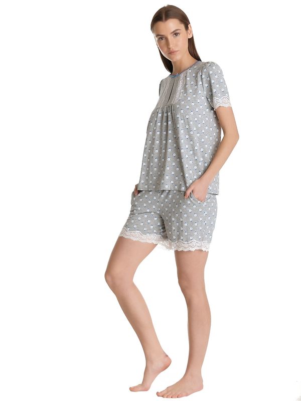 Nastrovje Potsdam Vive Maria Blue Love Damen Pyjama grau meliert allover Saisonale Angebote