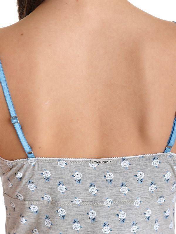 Nastrovje Potsdam Vive Maria Blue Love Damen Wäscheset: Top mit Slip grau meliert allover Kauf eins, bekomm eins gratis