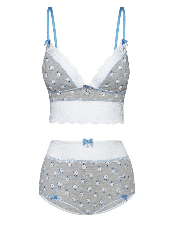 Nastrovje Potsdam Vive Maria Blue Rose Damen Wäscheset: Top mit Panty grau meliert allover Tägliche Deals